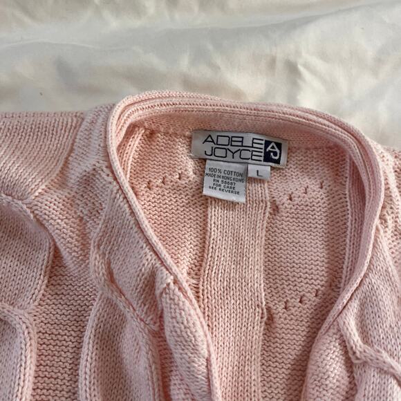 Vtg Y2K 2000s Pink Knit Cardigan Pearl Button Sz L Coquette Cottagecore - Picture 2 of 7